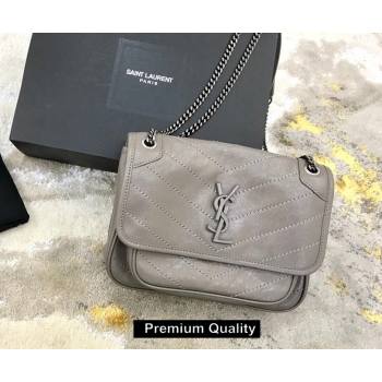 Saint Laurent Niki Baby Bag in Vintage Leather 533037 etain (yida-8710)