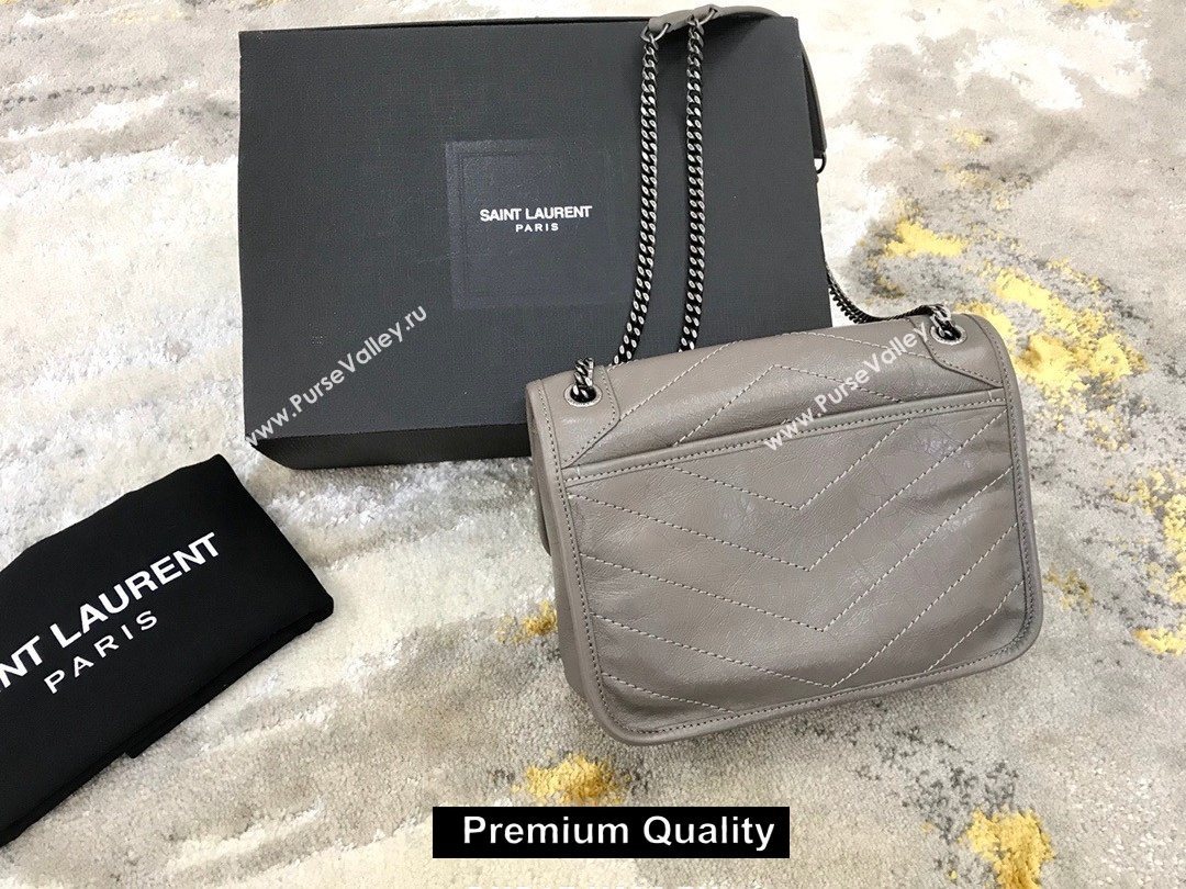 Saint Laurent Niki Baby Bag in Vintage Leather 533037 etain (yida-8710)