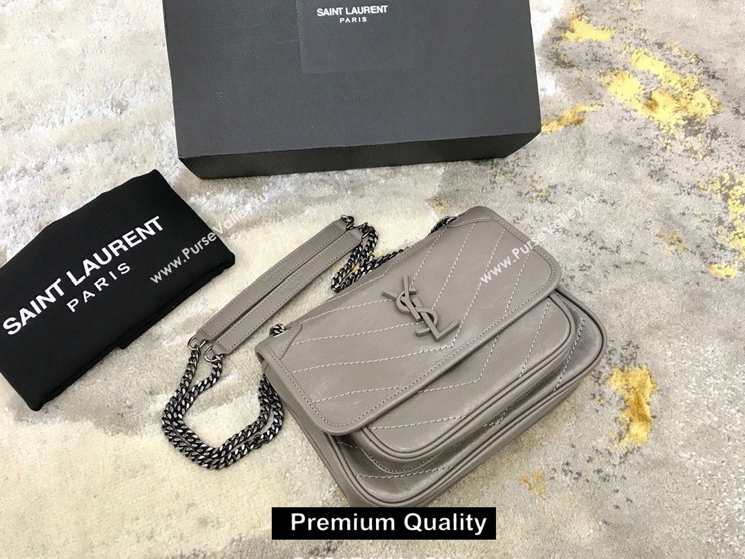 Saint Laurent Niki Baby Bag in Vintage Leather 533037 etain (yida-8710)