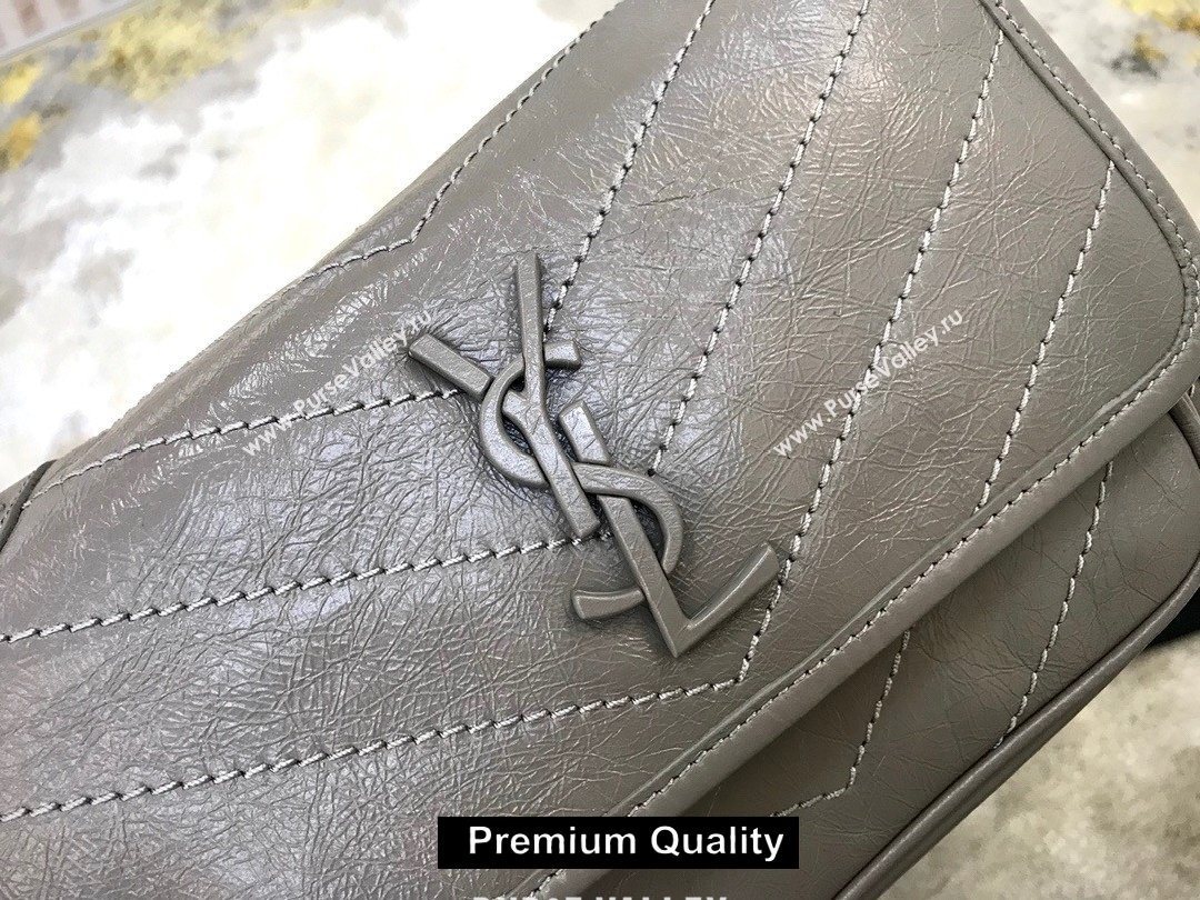 Saint Laurent Niki Baby Bag in Vintage Leather 533037 etain (yida-8710)