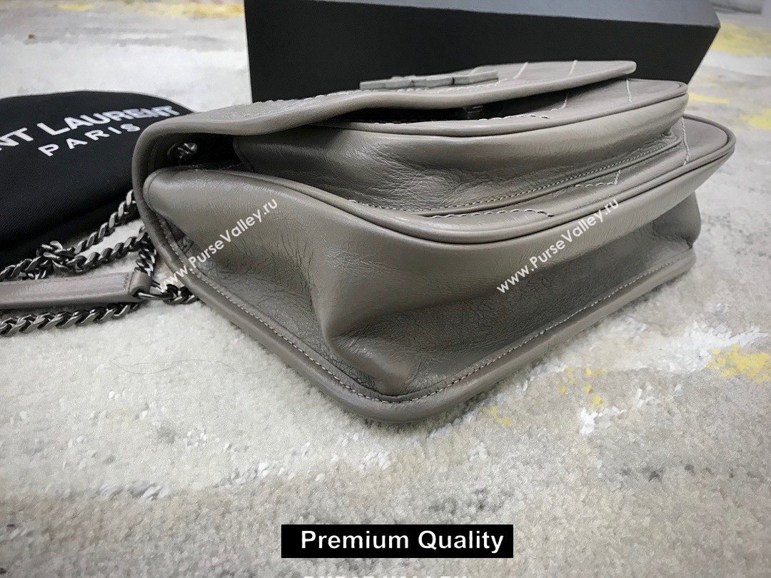 Saint Laurent Niki Baby Bag in Vintage Leather 533037 etain (yida-8710)