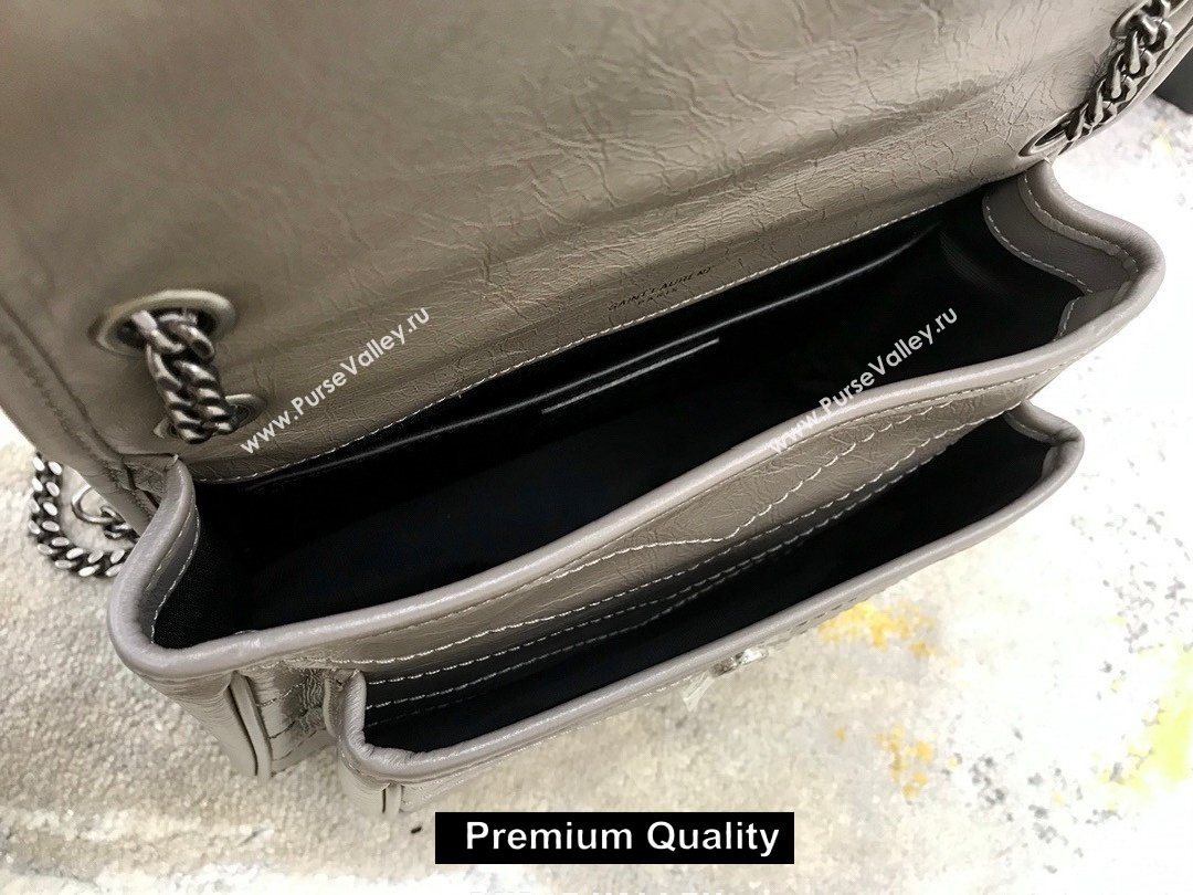 Saint Laurent Niki Baby Bag in Vintage Leather 533037 etain (yida-8710)