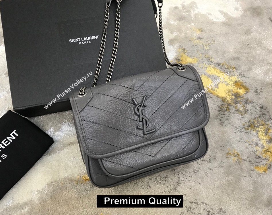 Saint Laurent Niki Baby Bag in Vintage Leather 533037 etoupe (yida-6317)