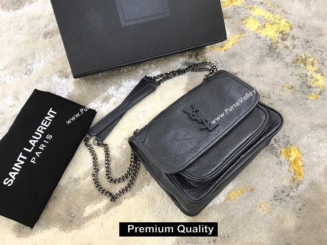 Saint Laurent Niki Baby Bag in Vintage Leather 533037  Ardoise (yida-6810)