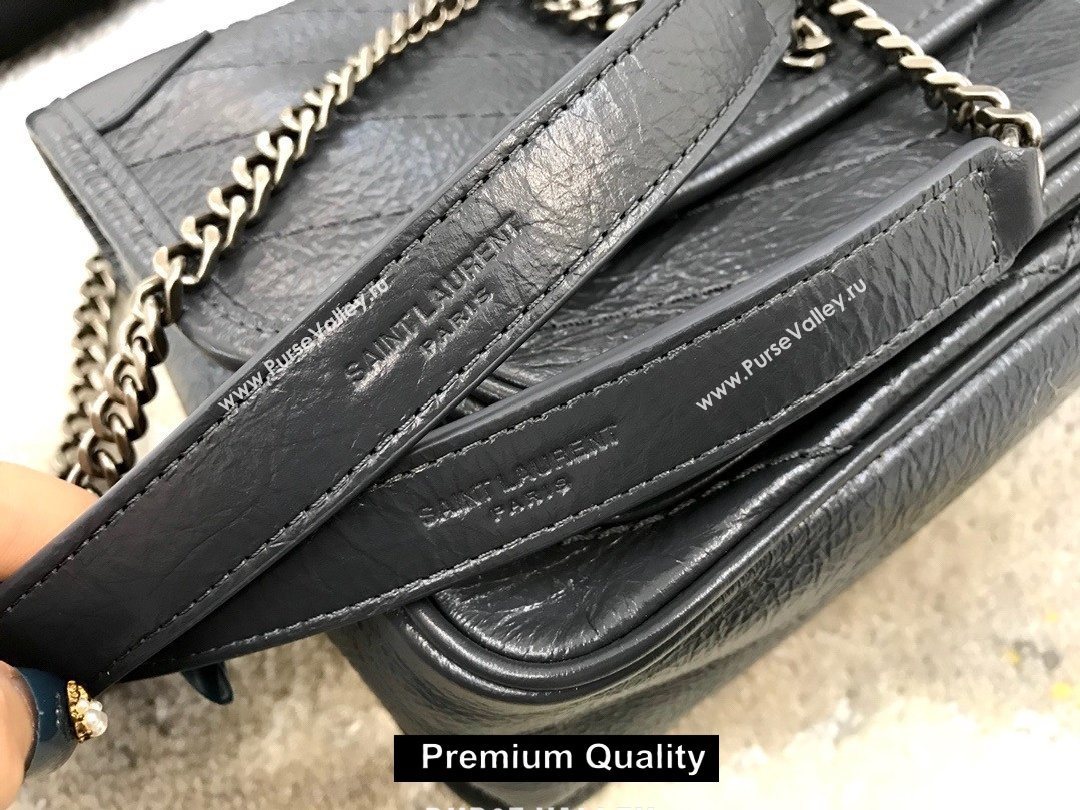 Saint Laurent Niki Baby Bag in Vintage Leather 533037  Ardoise (yida-6810)