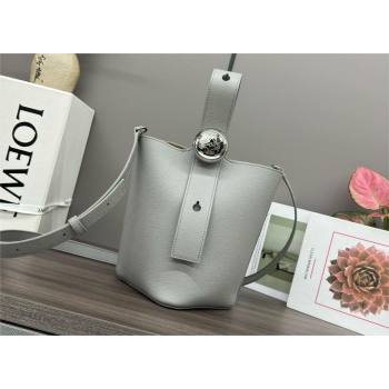 loewe mini Pebble Bucket bag in soft grained calfskin gray 2024 (xinyidai-240319-04)