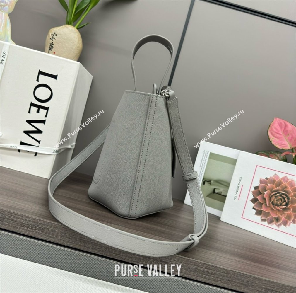 loewe mini Pebble Bucket bag in soft grained calfskin gray 2024 (xinyidai-240319-04)