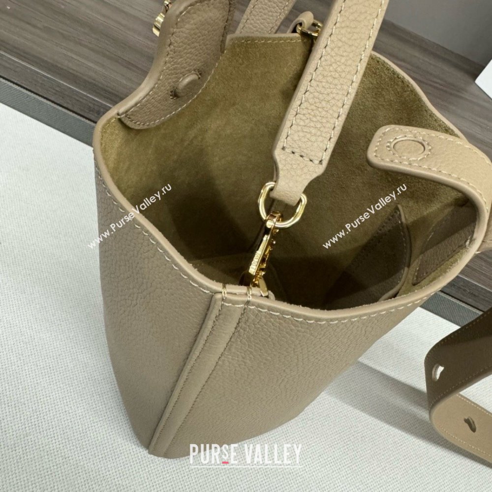 loewe mini Pebble Bucket bag in soft grained calfskin sand 2024 (xinyidai-240319-01)