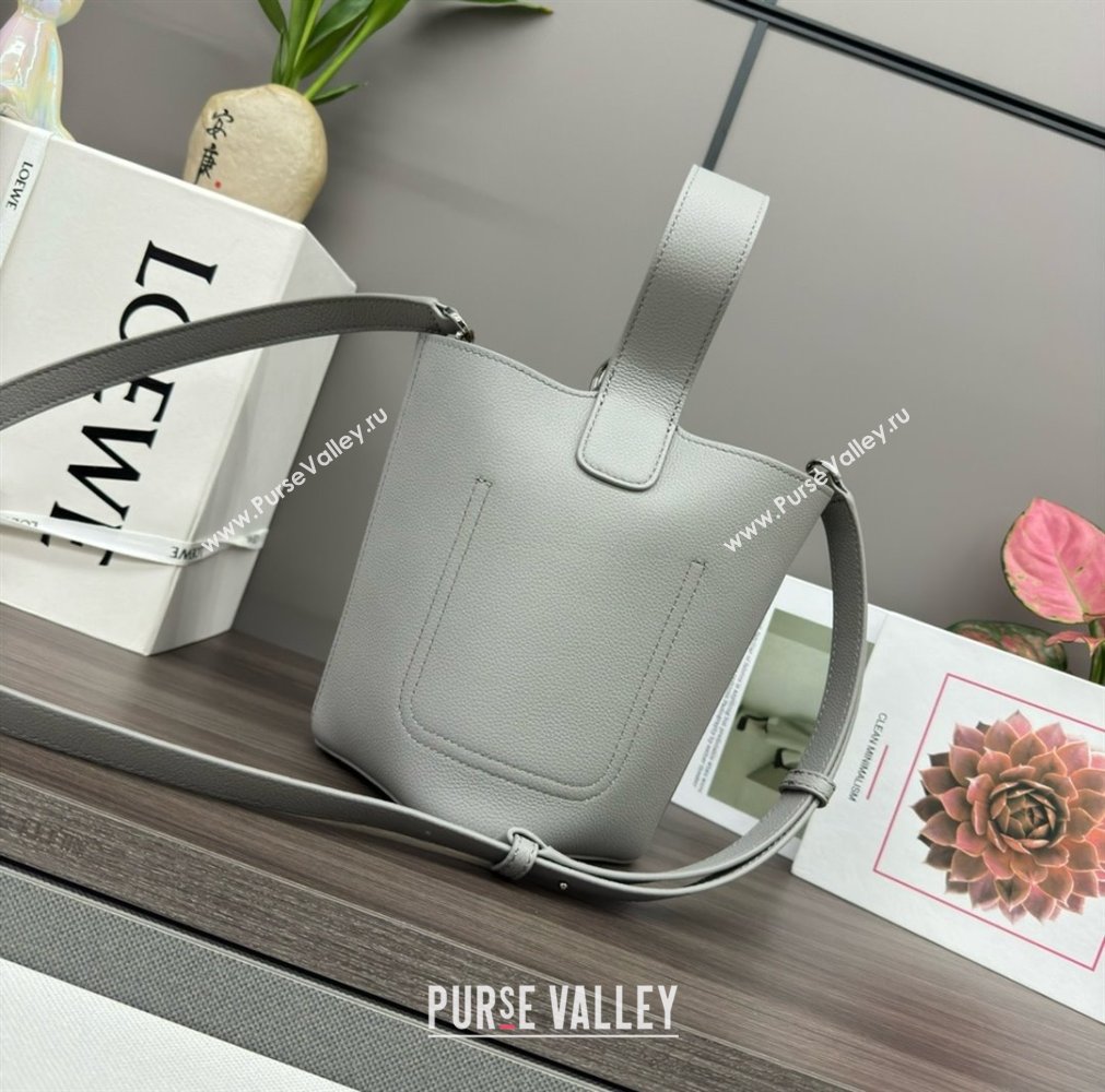 loewe mini Pebble Bucket bag in soft grained calfskin gray 2024 (xinyidai-240319-04)