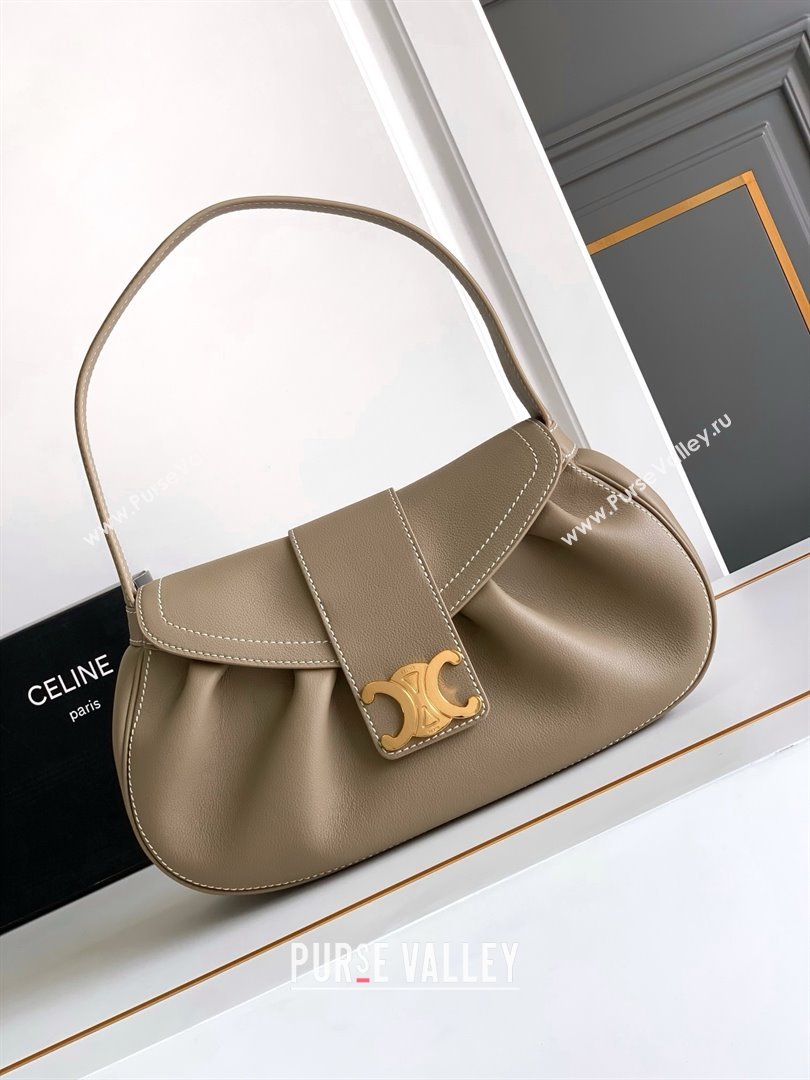 Celine MEDIUM POLLY BAG in SUPPLE CALFSKIN ETOUPE 2024 (SHANGPIN-240416-13)