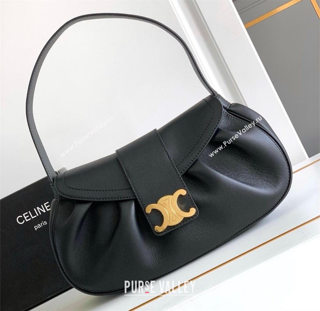 Celine MEDIUM POLLY BAG in SUPPLE CALFSKIN Black 2024 (SHANGPIN-240416-12)