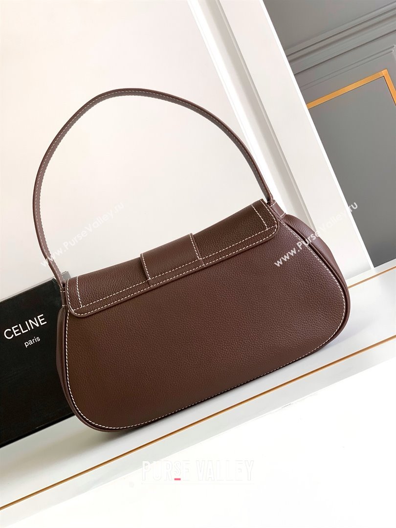 Celine MEDIUM POLLY BAG in SUPPLE CALFSKIN DARK BURGUNDY 2024 (SHANGPIN-240416-14)