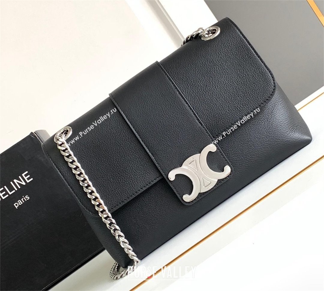 Celine Medium Victoire Bag in SUPPLE CALFSKIN Black/SILVER 2024 (SHANGPIN-240416-02)