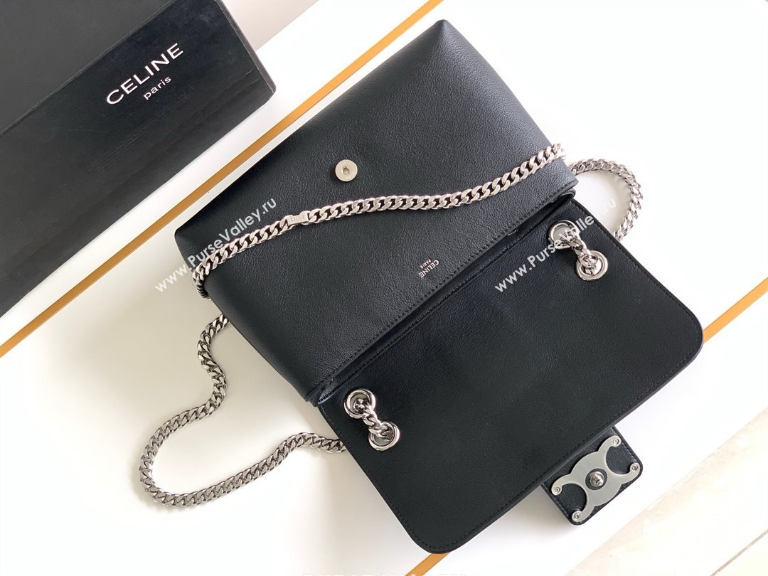 Celine Medium Victoire Bag in SUPPLE CALFSKIN Black/SILVER 2024 (SHANGPIN-240416-02)