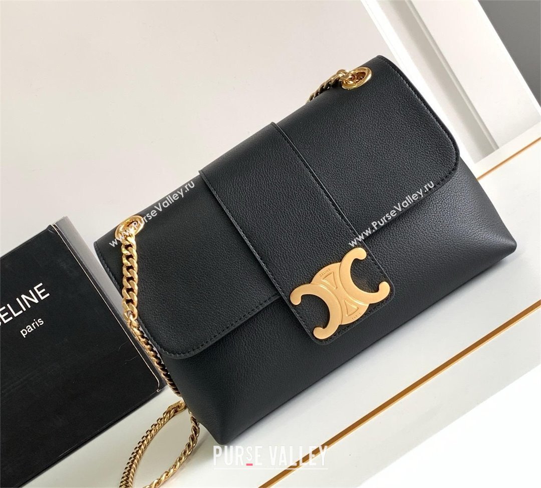 Celine Medium Victoire Bag in SUPPLE CALFSKIN Black/GOLD 2024 (SHANGPIN-240416-03)