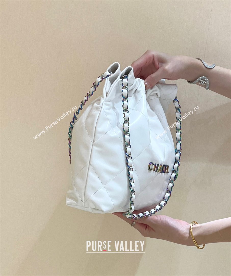 Chanel Shiny Calfskin Rainbow Metal White 22 Small Handbag AS3260 2024(ORIGINAL QUALITY) (SHUNYANG-231208-01)