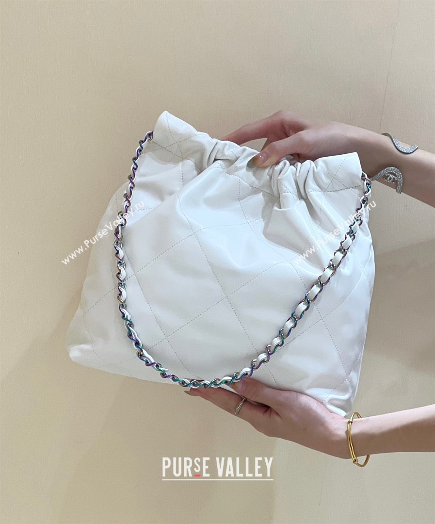 Chanel Shiny Calfskin Rainbow Metal White 22 Small Handbag AS3260 2024(ORIGINAL QUALITY) (SHUNYANG-231208-01)