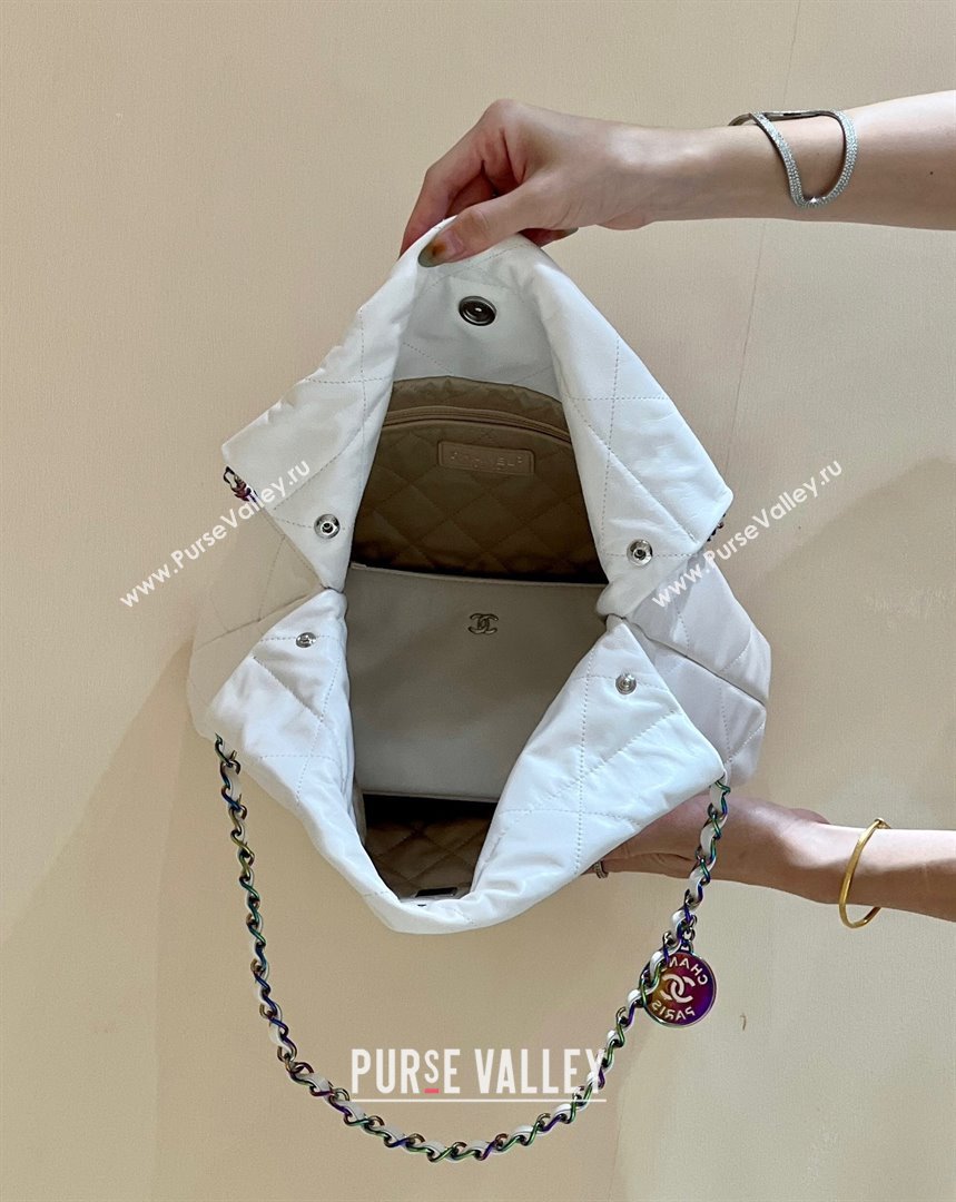 Chanel Shiny Calfskin Rainbow Metal White 22 Small Handbag AS3260 2024(ORIGINAL QUALITY) (SHUNYANG-231208-01)