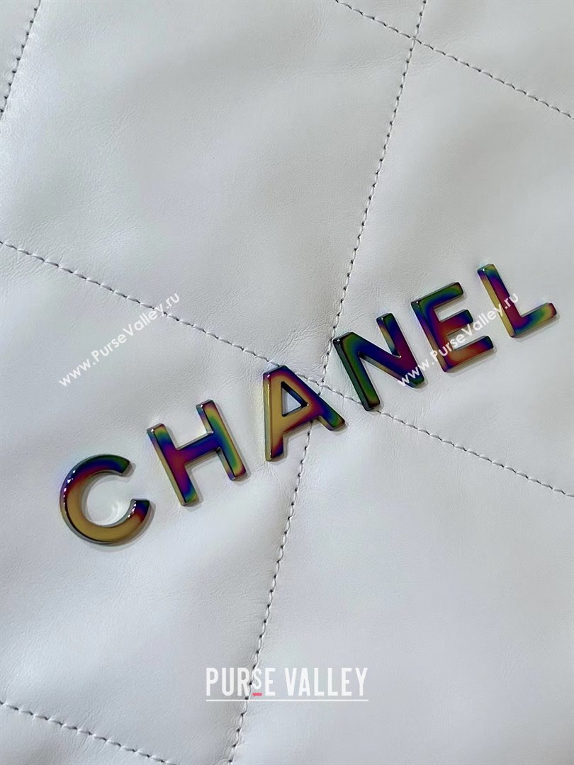 Chanel Shiny Calfskin Rainbow Metal White 22 Small Handbag AS3260 2024(ORIGINAL QUALITY) (SHUNYANG-231208-01)