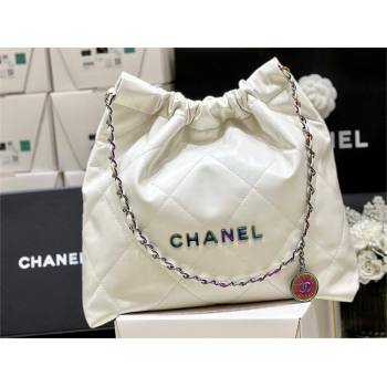 Chanel Shiny Calfskin Rainbow Metal White 22 Handbag AS3261 2024(ORIGINAL QUALITY) (SHUNYANG-231208-02)