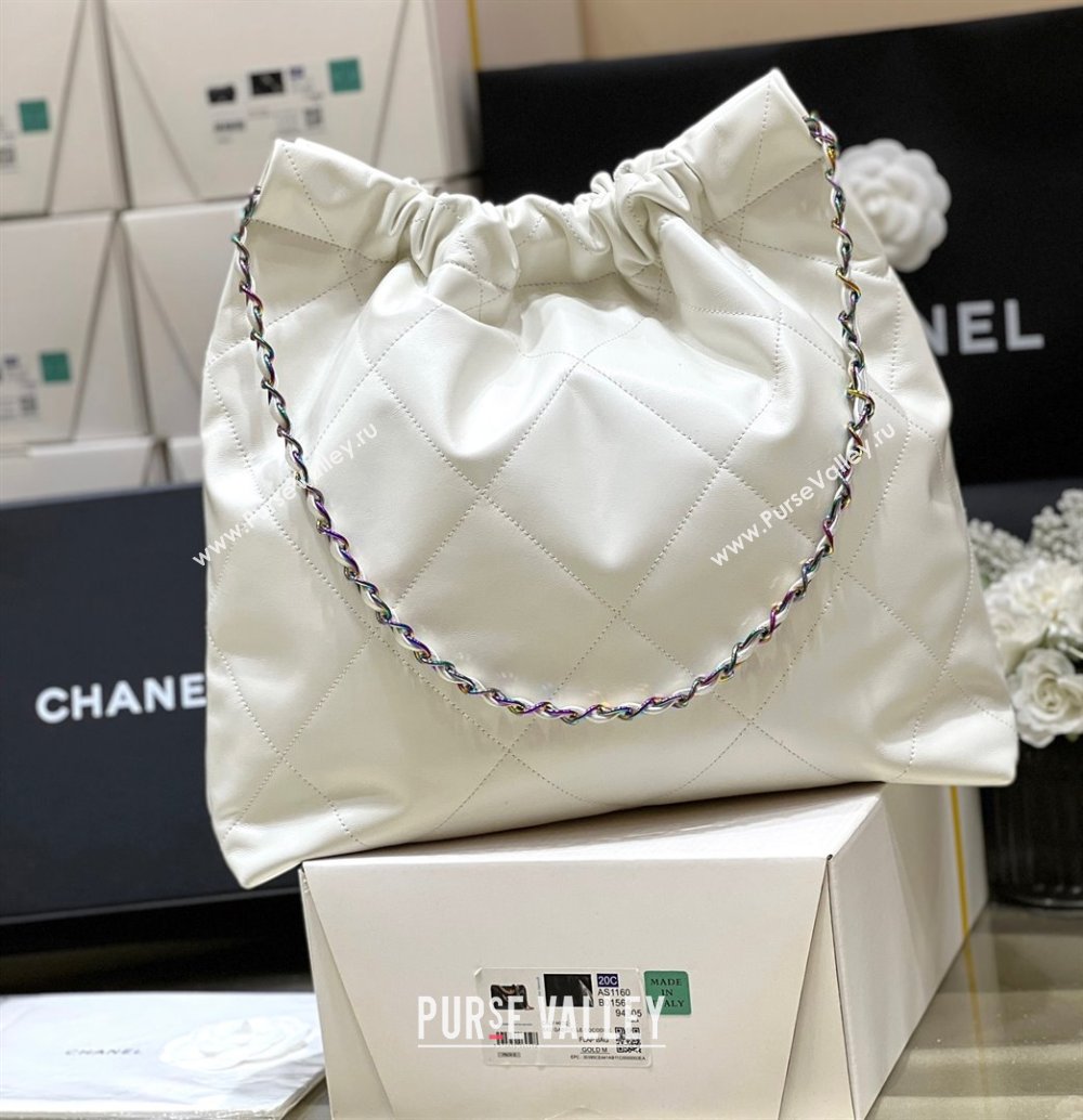 Chanel Shiny Calfskin Rainbow Metal White 22 Handbag AS3261 2024(ORIGINAL QUALITY) (SHUNYANG-231208-02)