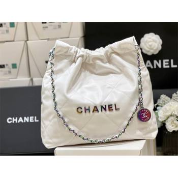 Chanel Shiny Calfskin Rainbow Metal White 22 Small Handbag AS3260 2024(ORIGINAL QUALITY) (SHUNYANG-231208-01)