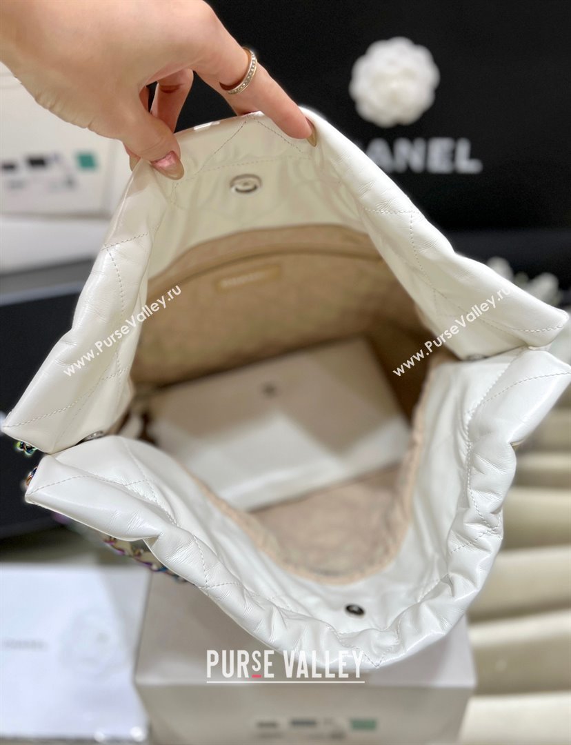 Chanel Shiny Calfskin Rainbow Metal White 22 Handbag AS3261 2024(ORIGINAL QUALITY) (SHUNYANG-231208-02)