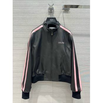 Celine tracksuit jacket in soft lambskin Black / Pink 2024 (QIQI-240325-01)