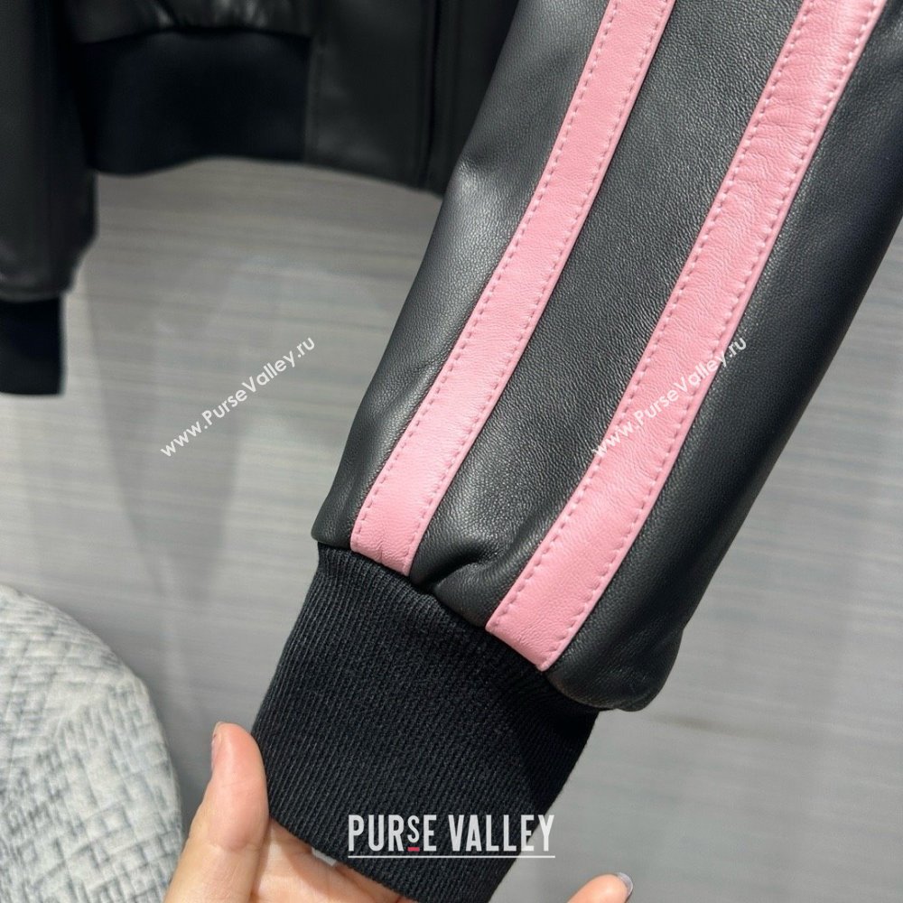 Celine tracksuit jacket in soft lambskin Black / Pink 2024 (QIQI-240325-01)