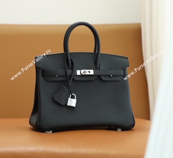 Hermes Birkin 25/30 In Original togo Leather black with silver Hardware (Full Handmade) (ayan-240318-02)