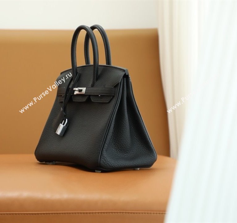 Hermes Birkin 25/30 In Original togo Leather black with silver Hardware (Full Handmade) (ayan-240318-02)