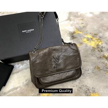 Saint Laurent Niki Baby Bag in Vintage Leather 533037 elephant gray (yida-9141)