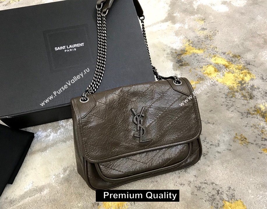 Saint Laurent Niki Baby Bag in Vintage Leather 533037 elephant gray (yida-9141)