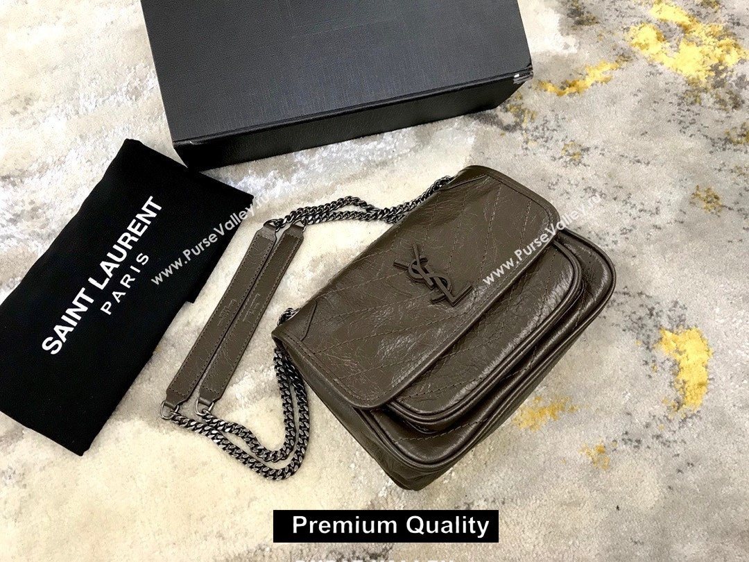 Saint Laurent Niki Baby Bag in Vintage Leather 533037 elephant gray (yida-9141)