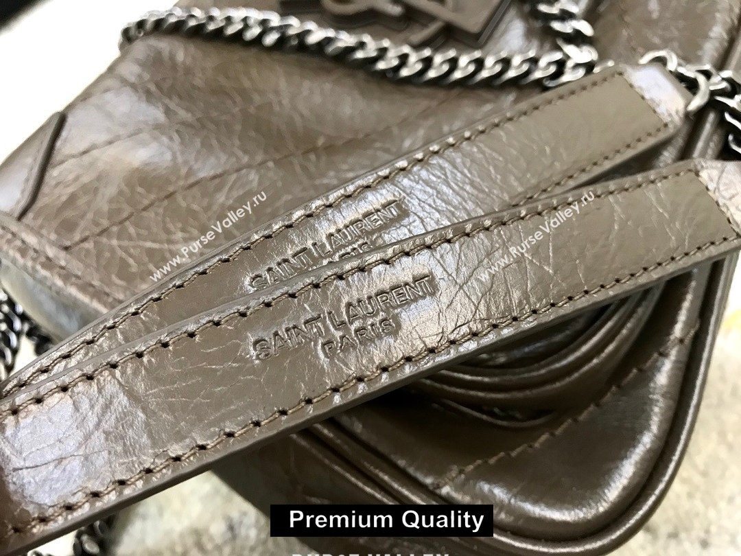 Saint Laurent Niki Baby Bag in Vintage Leather 533037 elephant gray (yida-9141)