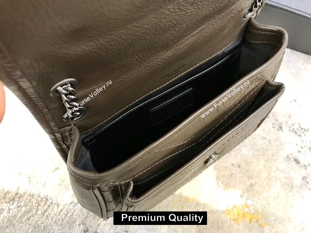 Saint Laurent Niki Baby Bag in Vintage Leather 533037 elephant gray (yida-9141)