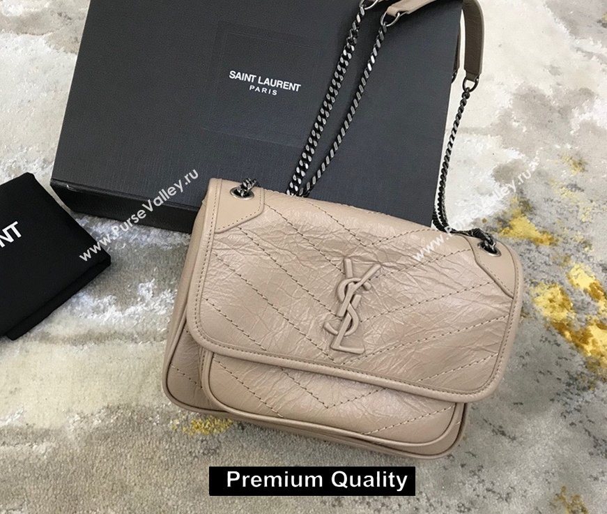 Saint Laurent Niki Baby Bag in Vintage Leather 533037 nude (yida-1325)