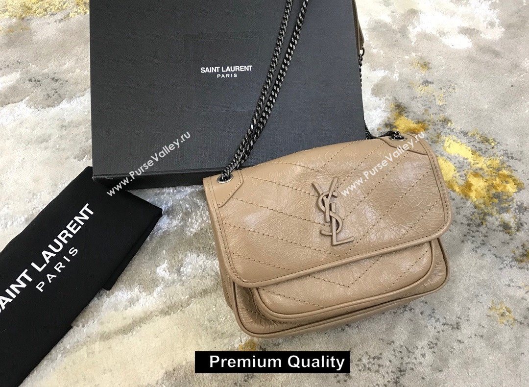 Saint Laurent Niki Baby Bag in Vintage Leather 533037 apricot (yida-2378)