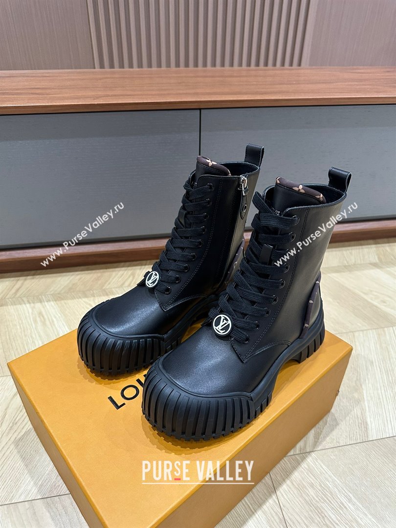 Louis Vuitton Ruby Flat Ankle Boots Calf leather Black 01 2023 (kaola-23102706)