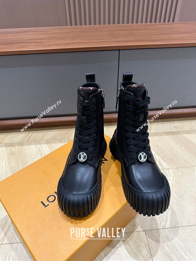 Louis Vuitton Ruby Flat Ankle Boots Calf leather Black 01 2023 (kaola-23102706)