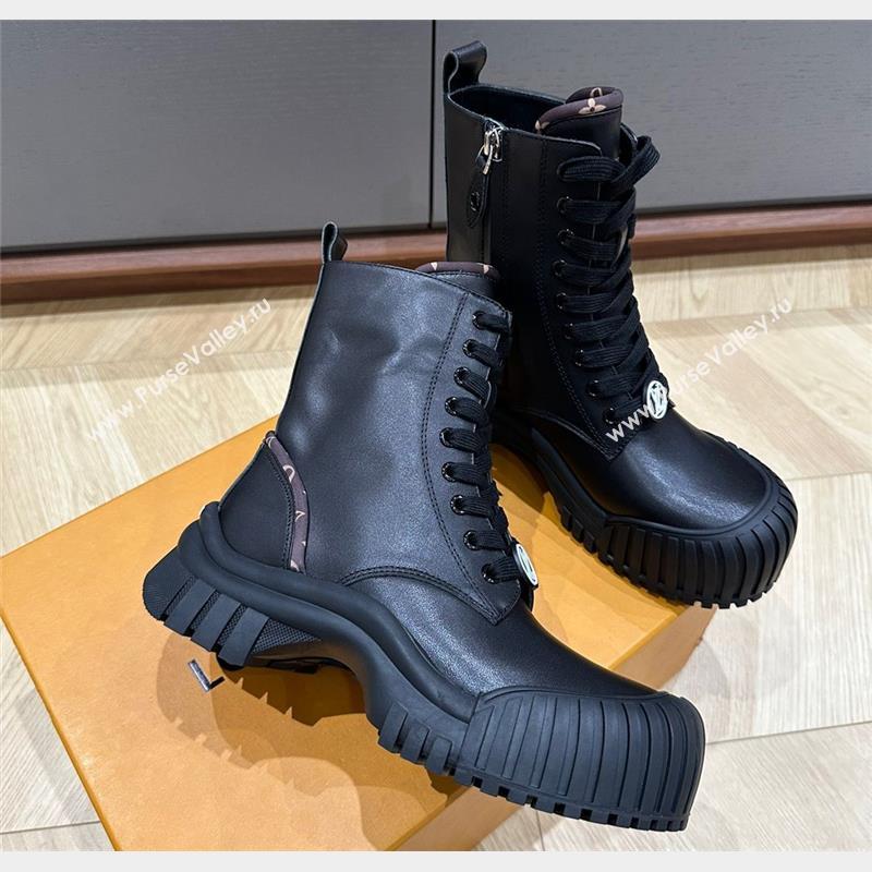 Louis Vuitton Ruby Flat Ankle Boots Calf leather Black 01 2023 (kaola-23102706)