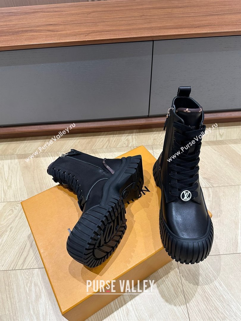 Louis Vuitton Ruby Flat Ankle Boots Calf leather Black 01 2023 (kaola-23102706)