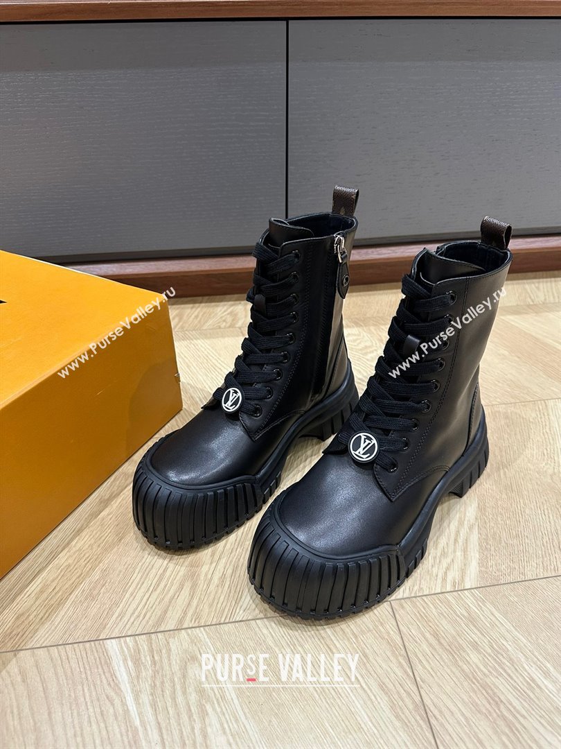Louis Vuitton Ruby Flat Ankle Boots Calf leather Black 02 2023 (kaola-23102707)