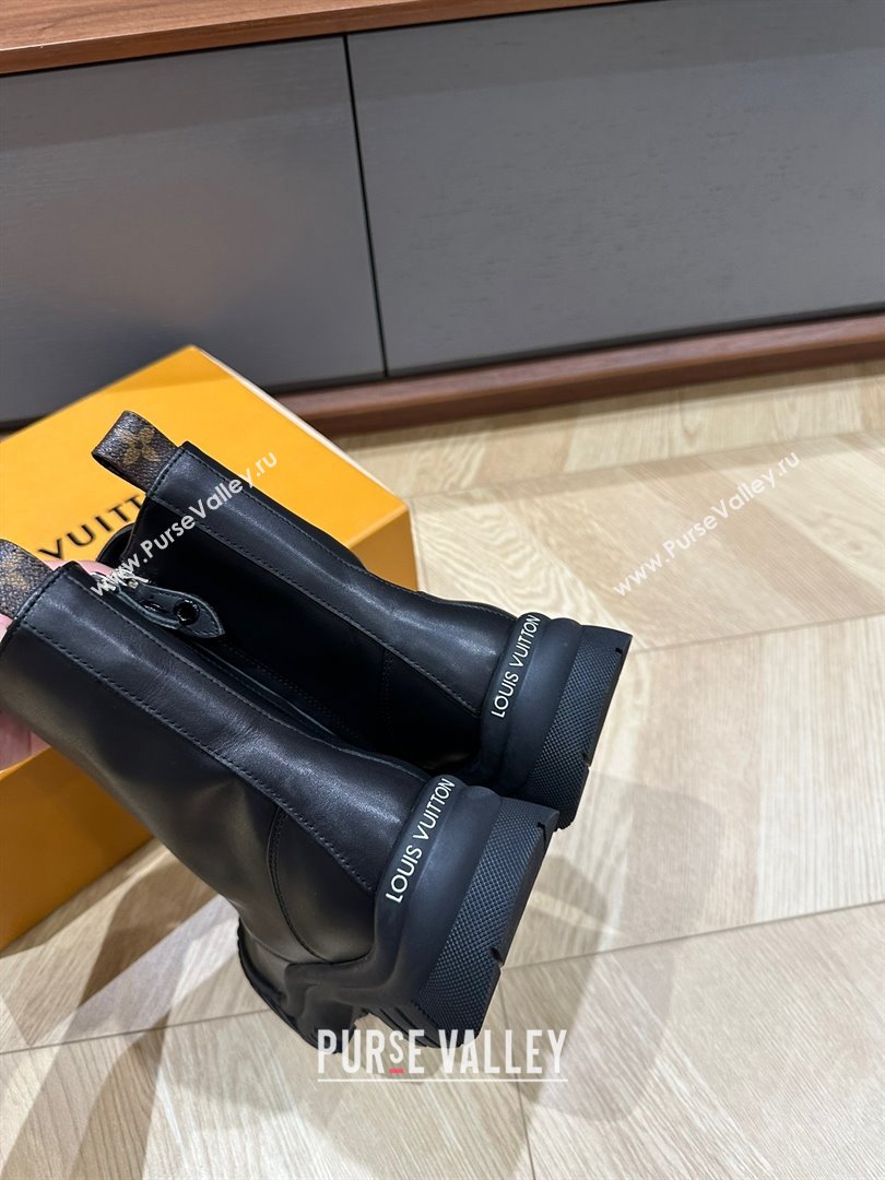 Louis Vuitton Ruby Flat Ankle Boots Calf leather Black 02 2023 (kaola-23102707)