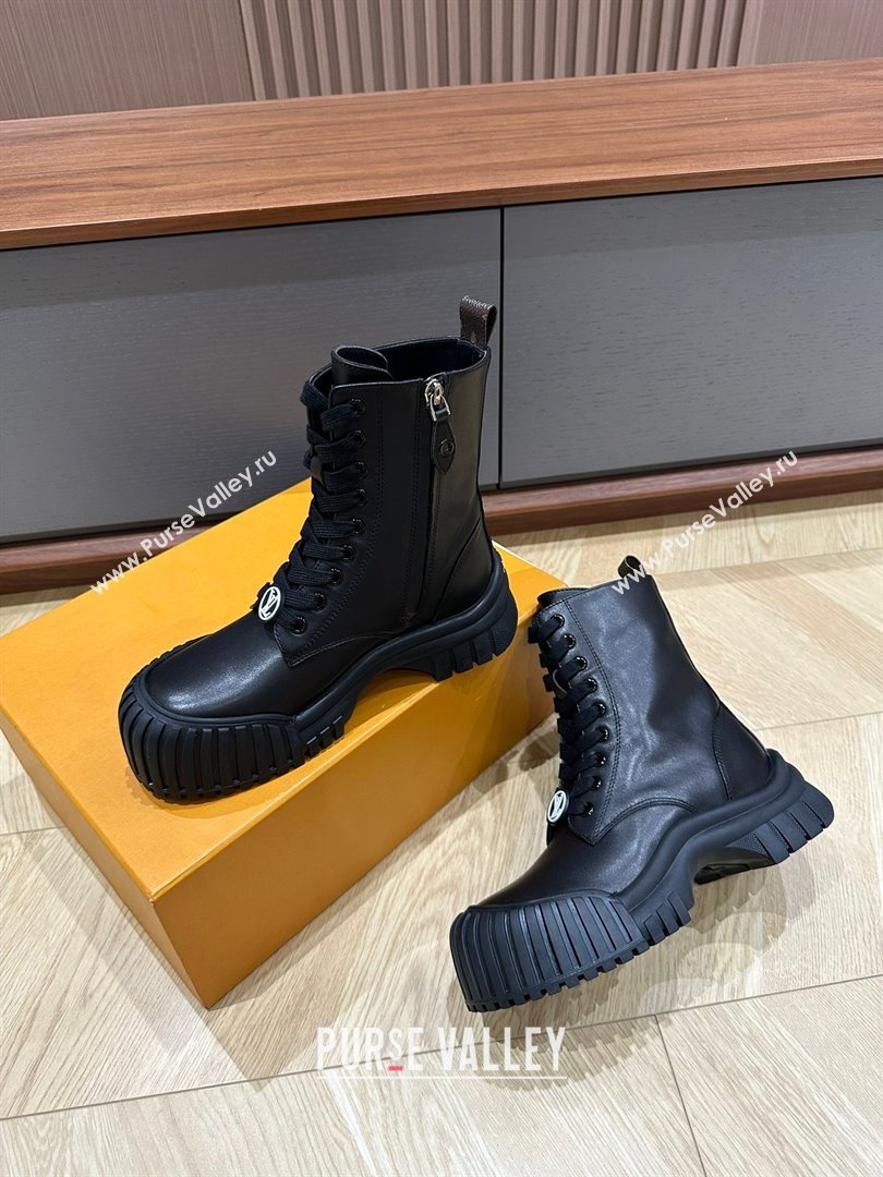 Louis Vuitton Ruby Flat Ankle Boots Calf leather Black 02 2023 (kaola-23102707)