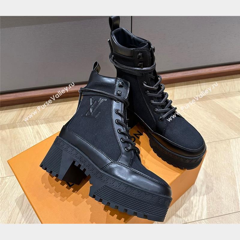 Louis Vuitton Laureate Platform Desert Boots in Textile Black 2023 (kaola-23102813)