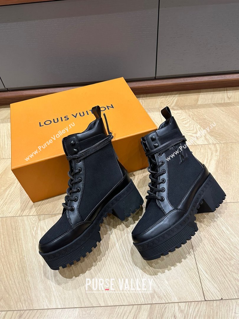 Louis Vuitton Laureate Platform Desert Boots in Textile Black 2023 (kaola-23102813)