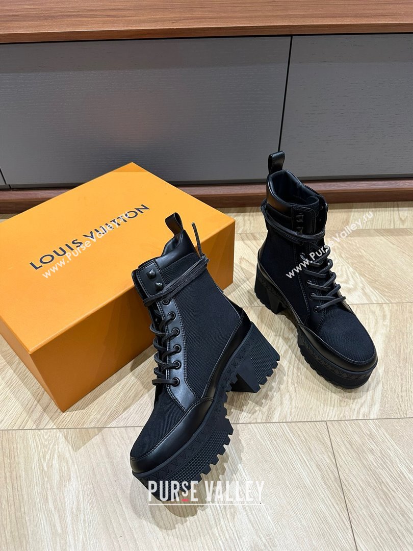 Louis Vuitton Laureate Platform Desert Boots in Textile Black 2023 (kaola-23102813)