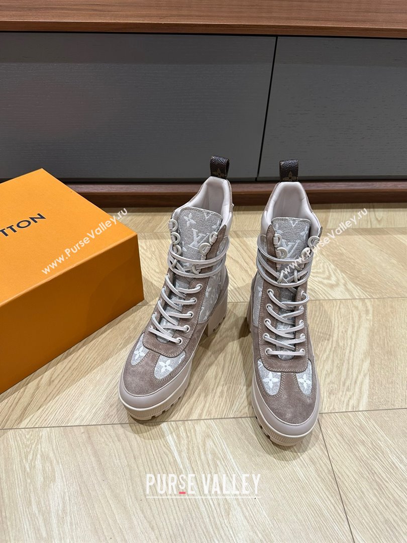 Louis Vuitton Laureate Platform Desert Boots in Monogram linen Beige 2023 (kaola-23102801)