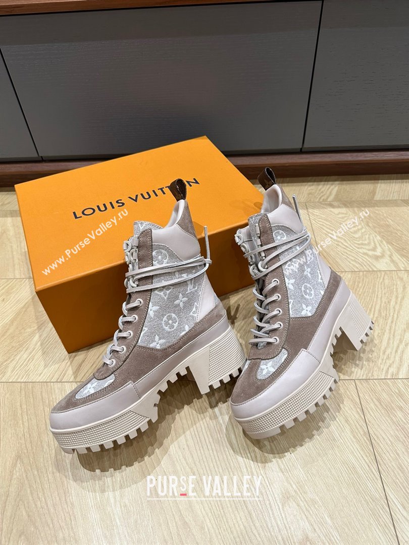 Louis Vuitton Laureate Platform Desert Boots in Monogram linen Beige 2023 (kaola-23102801)